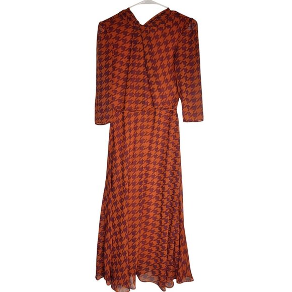 Maison Tara Womens Houndstooth Midi Dress Size 4 - Picture 1 of 9